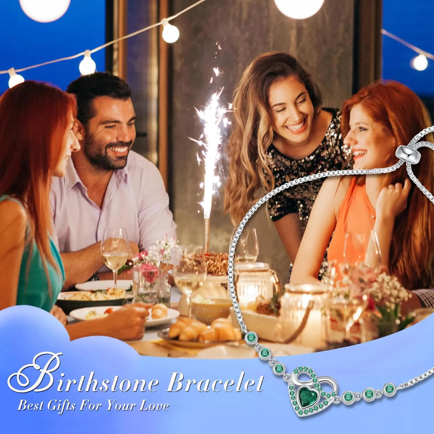 Birthstone Bracelets for Women Trendy: Infinity Heart Tennis Bracelet with Cubic Zirconia, Adjustable Silver Bracelet Christmas Mother's Day Birthday Anniversary Jewelry Gifts for Women Wife Mom