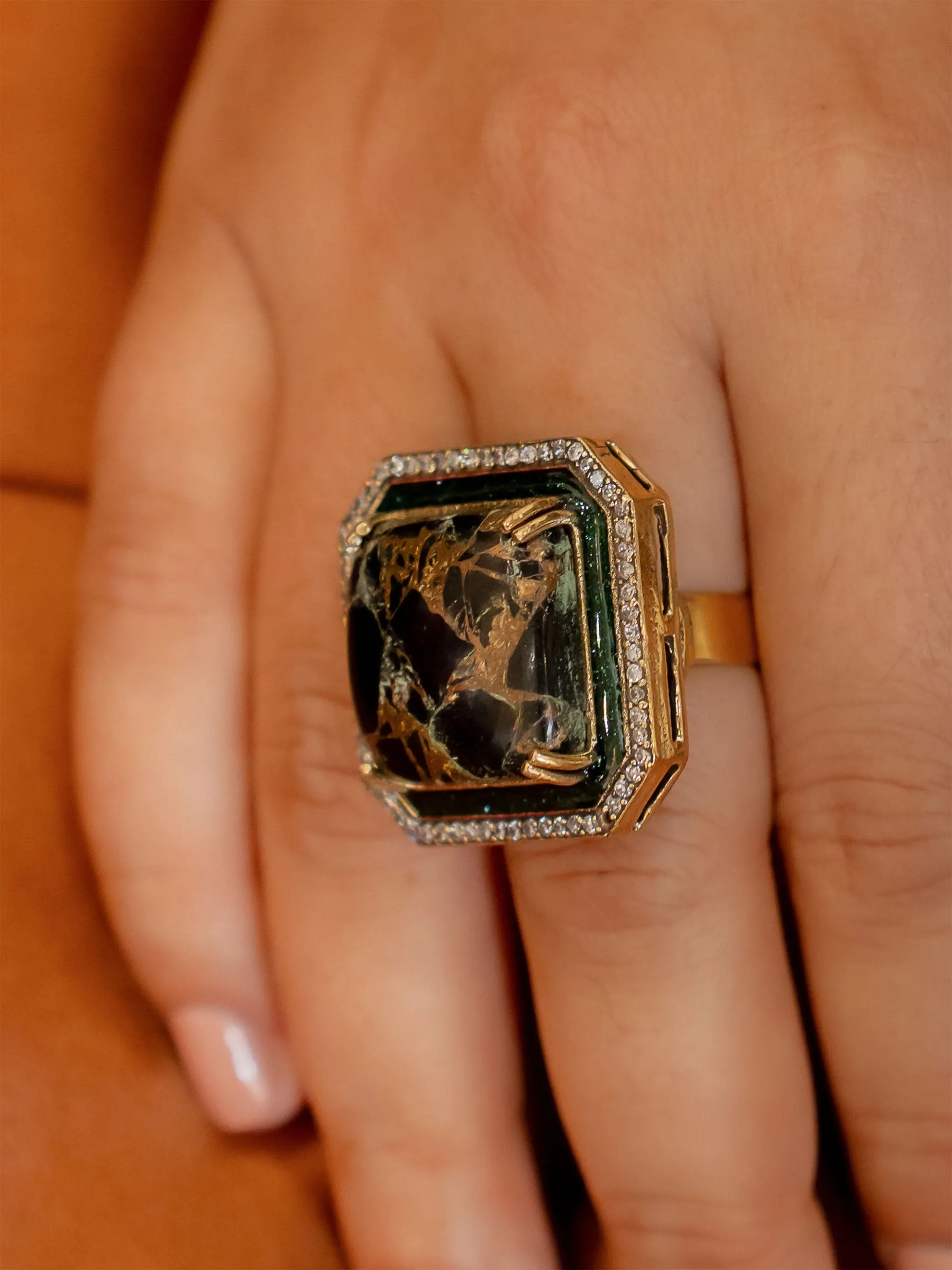 Black Color Gold Plated Contemporary Ring - CC-RNG5BK