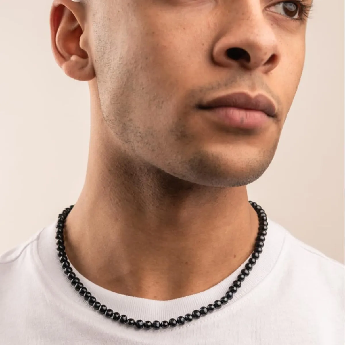 Black Gray Pearl Necklace for Men Women 4mm 6mm 8mm 18" 20" Round Faux Pearl Strand Jewelry Gifts