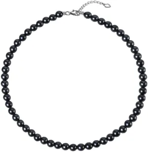 Black Gray Pearl Necklace for Men Women 4mm 6mm 8mm 18" 20" Round Faux Pearl Strand Jewelry Gifts