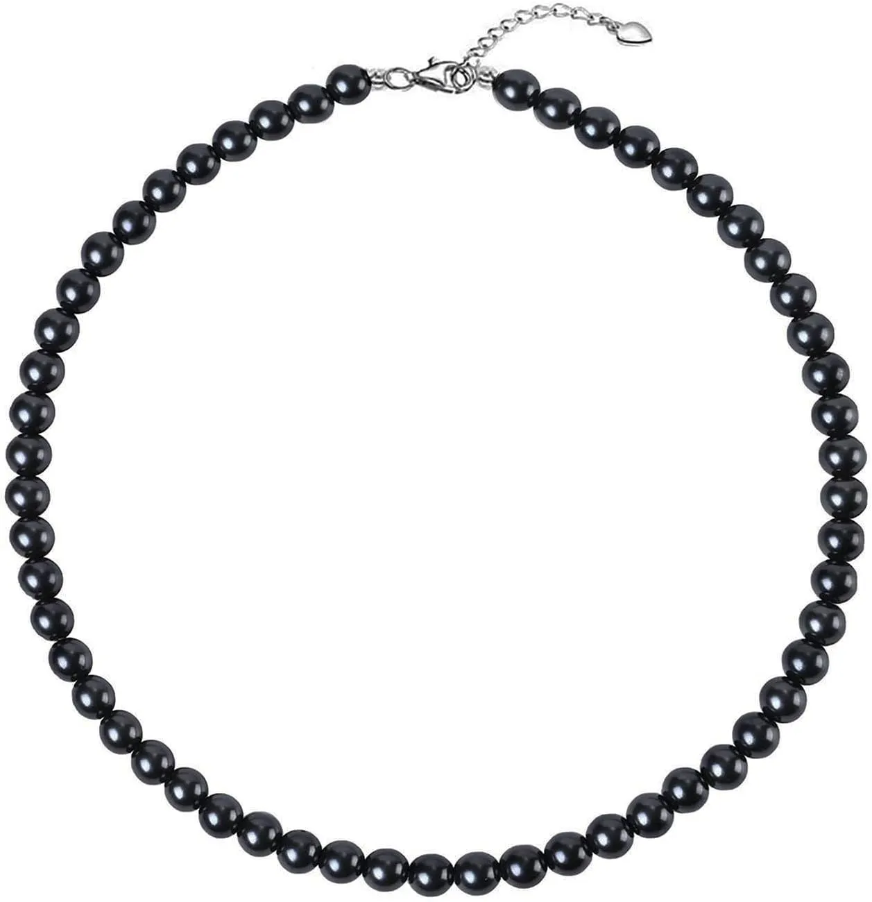 Black Gray Pearl Necklace for Men Women 4mm 6mm 8mm 18" 20" Round Faux Pearl Strand Jewelry Gifts