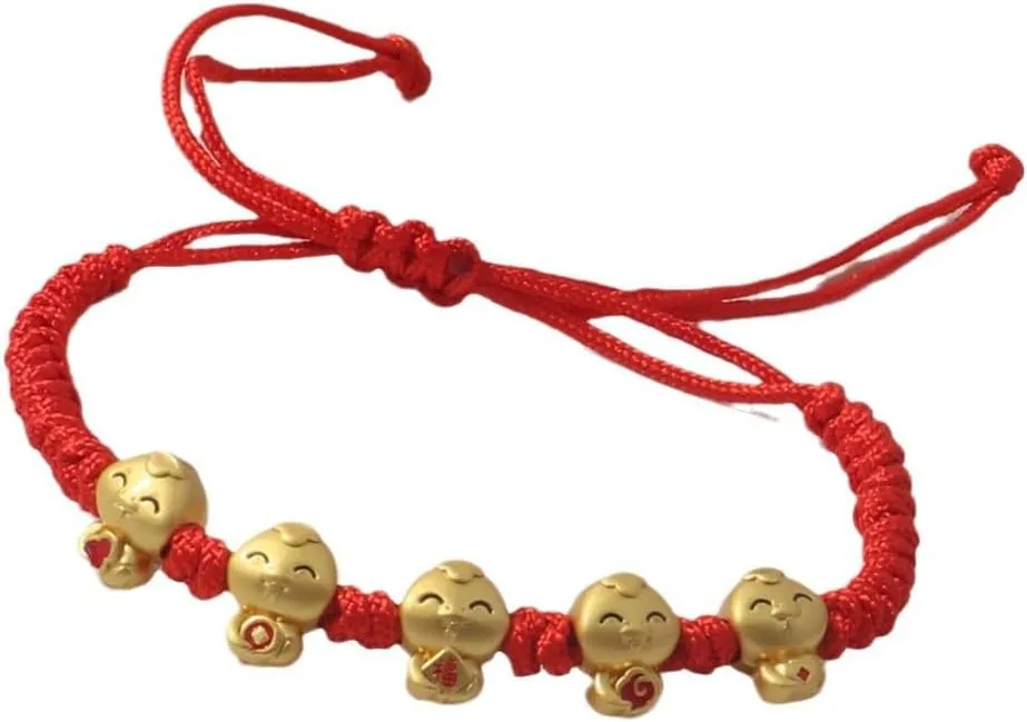 Blue Drop 2025 New Year of Snake Bracelet Braided Rope Red String Lucky Chinese Zodiac Animal Adjustable Bracelet New Year Feng Shui Snake Charm Jewelry for Women Men