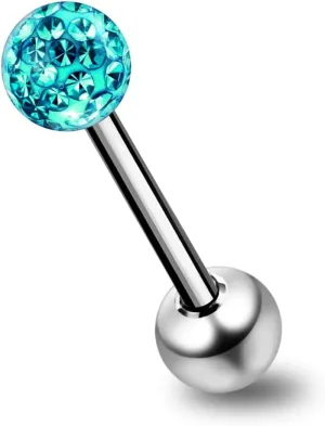 Blue Zircon Epoxy Multi Crystal Stone Tongue Ring