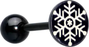 Body Candy Christmas Surgical Steel Tongue Ring Glow in the Dark WinterHoliday Snowflake Tongue Piercing Jewelry