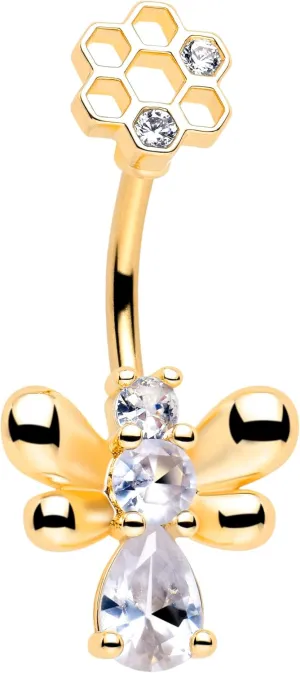 Body Candy Double Mount Belly Ring - 316L Stainless Steel Navel Ring Piercing Bee Hive Luv Belly Button Ring for Women Men