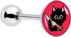 Body Candy Surgical Steel Tongue Ring Stabby Cat Tongue Piercing Jewelry