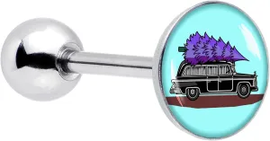 Body Candy Winter Holiday Surgical Steel Tongue Ring Christmas Hearse Tongue Piercing Jewelry