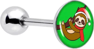 Body Candy Winter Holiday Surgical Steel Tongue Ring Christmas Santa Sloth Holiday Tongue Piercing Jewelry
