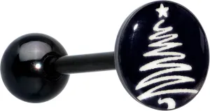 Body Candy Winter Holiday Surgical Steel Tongue Ring Glow in the Dark Christmas Tree Tongue Piercing Jewelry