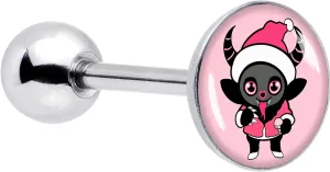 Body Candy Winter Holiday Surgical Steel Tongue Ring Krampus Cutie Christmas Tongue Piercing Jewelry
