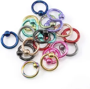 BodyJewelryOnline 20 Micro Captive Bead Rings - Anodized Titanium 14GA 5/16 - Lip, Ear, Nose