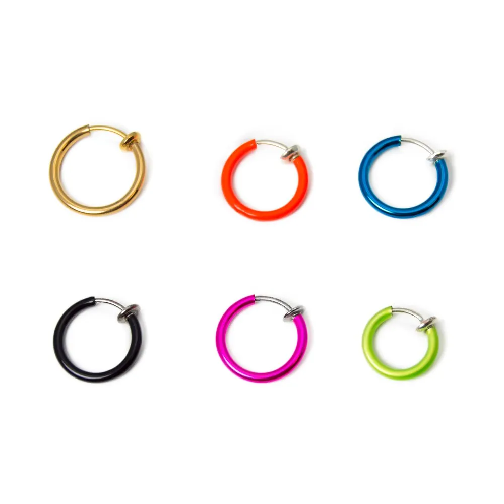 BodyJewelryOnline 6 Pack of No-Pierce Rings for Ears, Lips, Nose, Cartilage