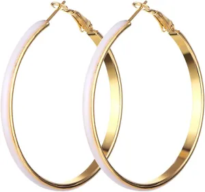 Bohemian Multicolor Enamel Round Dangle Drop Earrings 5cm Circle Hoop Exaggerate Lightweight Geometric Statement Cool Boho Brincos Jewelry for Women