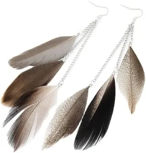 Boho Colorful Feather Dangle Earrings Handmade Beads Taseel Fashion Earrings for Women