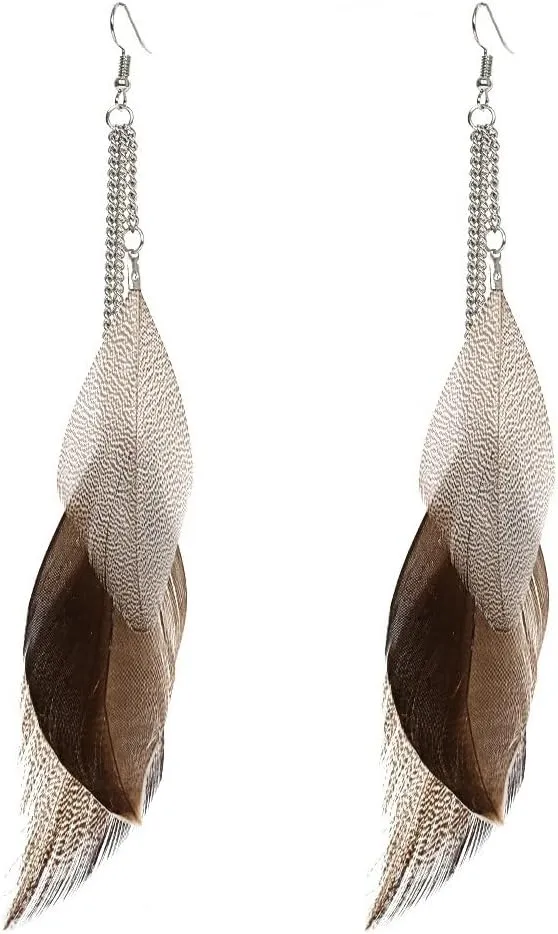 Boho Colorful Feather Dangle Earrings Handmade Beads Taseel Fashion Earrings for Women