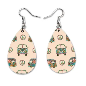Boho Hippie Dangle Earrings Sets | Cute Womens Girls Bohemian Jewelry | Double Sided Print | Birthday Anniversary Mothers Day Gifts | Trendy Jewellry Accessories | Teardrop Earingings for Women Mujer