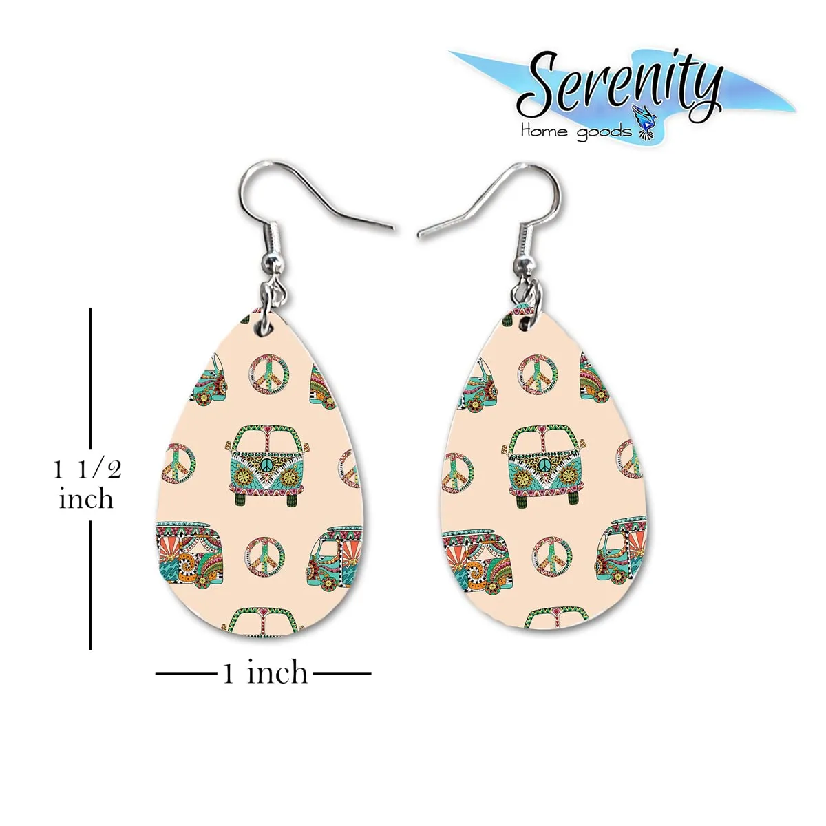 Boho Hippie Dangle Earrings Sets | Cute Womens Girls Bohemian Jewelry | Double Sided Print | Birthday Anniversary Mothers Day Gifts | Trendy Jewellry Accessories | Teardrop Earingings for Women Mujer