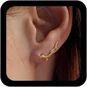 Boho Seagull Stud Earrings Albatross Bird Earrings Cute Seagull Earrings Gold Bird Ear Climber Earrings Tiny Flying Bird Earrings Minimalist Gold Earrings Jewelry for Women