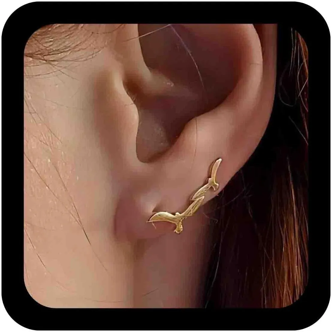 Boho Seagull Stud Earrings Albatross Bird Earrings Cute Seagull Earrings Gold Bird Ear Climber Earrings Tiny Flying Bird Earrings Minimalist Gold Earrings Jewelry for Women