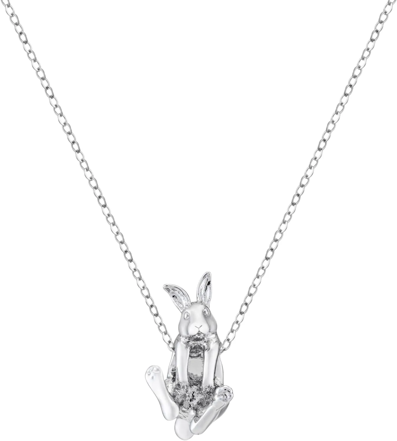 Bolenvi Dangling Jack Rabbit Pendant Necklace Easter Jewelry with 925 Sterling Silver Adjustable Chain