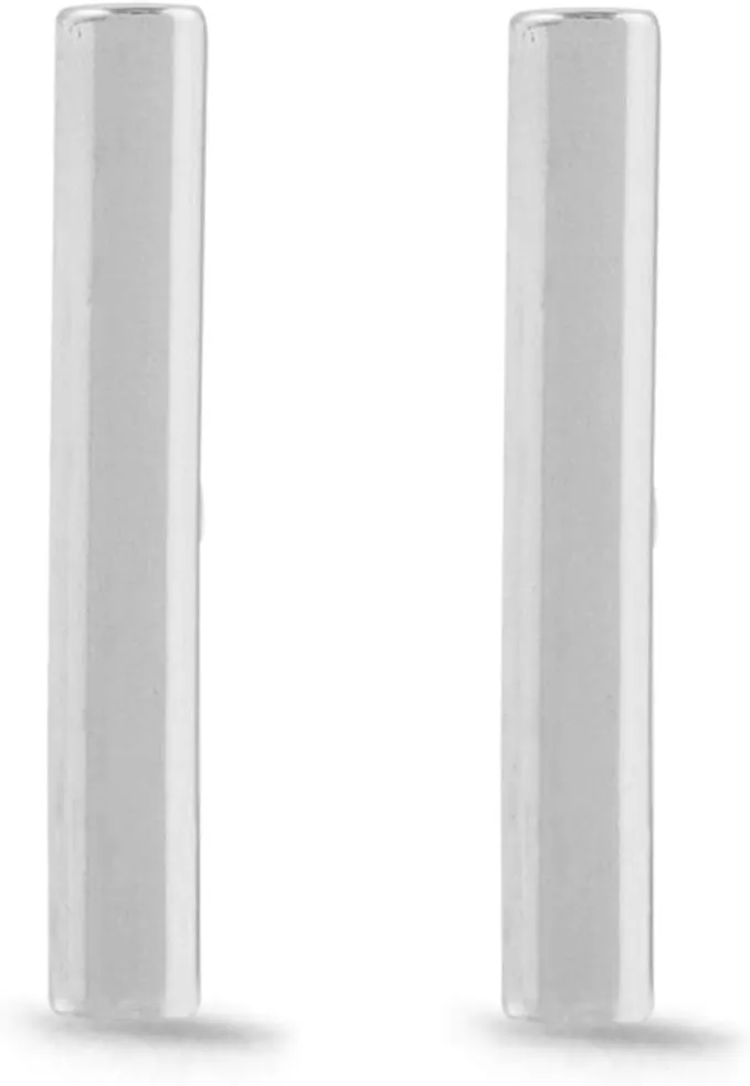 Boma Jewelry Sterling Silver Minimalist Cylinder Bar Stud Earrings
