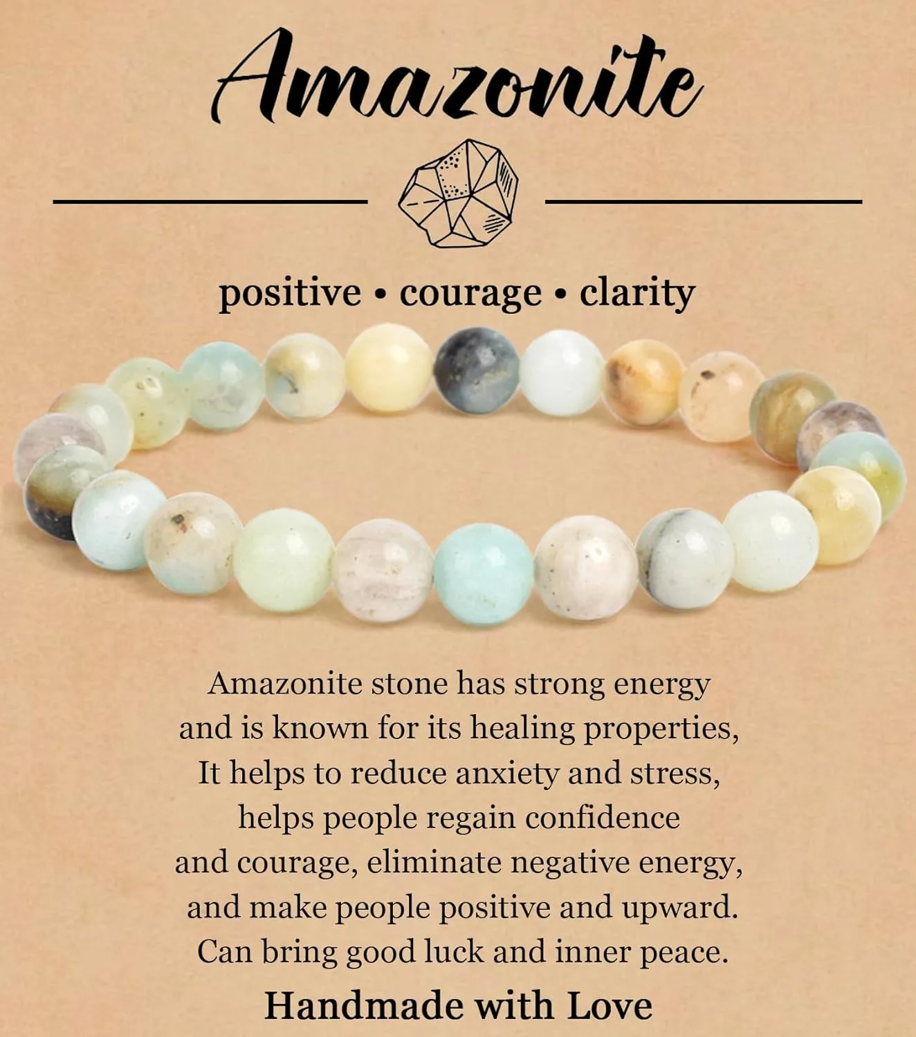 BOMAIL Natural Stone Bracelet for Women Men - 8MM Semi-Precious Gemstone Beaded Bracelet Healing Crystal Stretch Bracelet Yoga Bracelets Jewelry