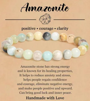 BOMAIL Natural Stone Bracelet for Women Men - 8MM Semi-Precious Gemstone Beaded Bracelet Healing Crystal Stretch Bracelet Yoga Bracelets Jewelry