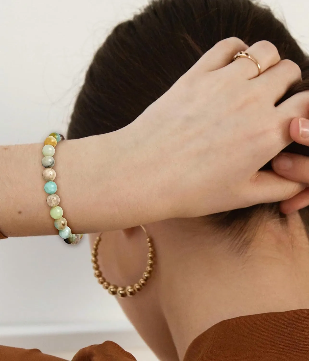 BOMAIL Natural Stone Bracelet for Women Men - 8MM Semi-Precious Gemstone Beaded Bracelet Healing Crystal Stretch Bracelet Yoga Bracelets Jewelry
