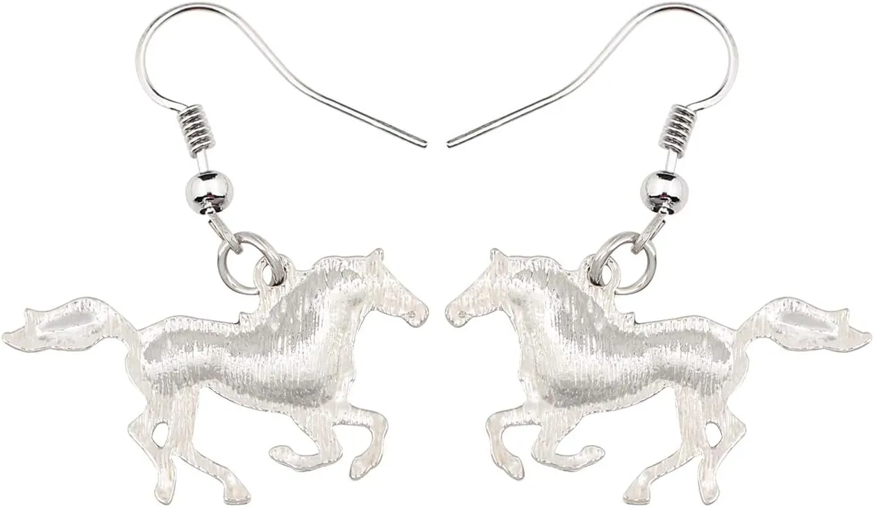 BONSNY Enamel Alloy Colorful Horse Earrings for Women Animal Lover Statement Jewelry
