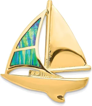 Bonyak Jewelry Imitation Opal Sailboat Slide in 14K Yellow Gold Ornate