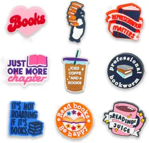 Book Shoe Charms,for Kids Teens Adults,Reading Aesthetic Pink Shoes Decoration Charms,Gifts for Book Lover
