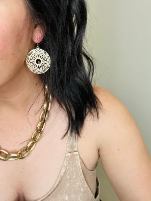 Boston Boho Medalion Gold Earrings