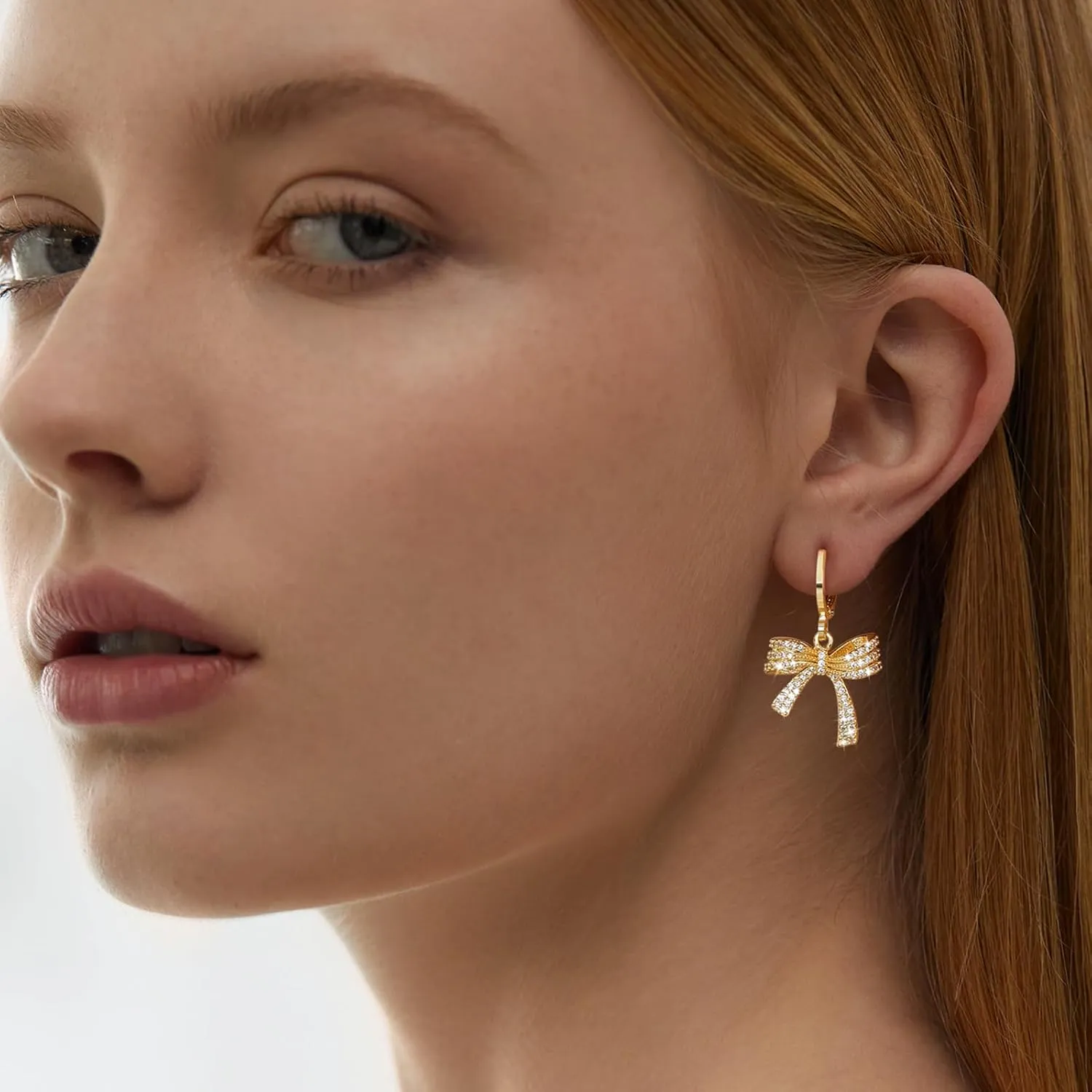 Bow Earrings Gold Earrings for Women 18K Gold Plated Drop Dangle Earrings Dainty Bow Twist Gold Huggie Hoop Earrings for Women Jewelry