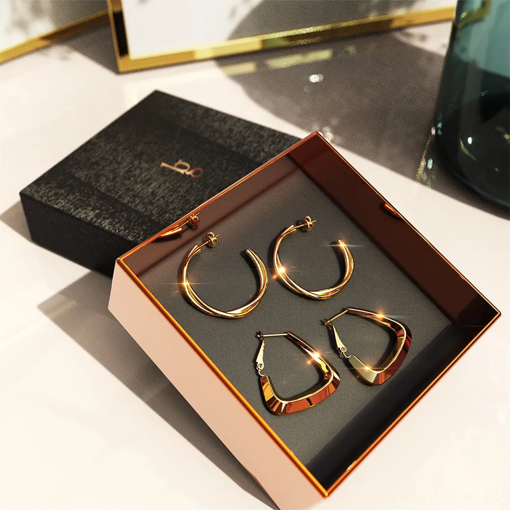 Boxed 2 Pairs of Kendra Elsa Earrings Set in Gold