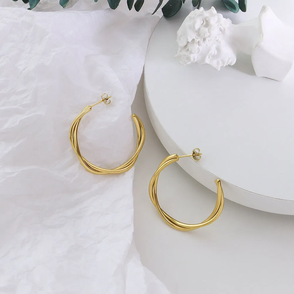 Boxed 2 Pairs of Kendra Elsa Earrings Set in Gold