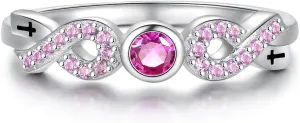 Breast Cancer Awareness Ring 925 Sterling Silver Cubic Zirconia Pink Ribbon Rings Survivor Jewelry Inspirational Gifts for Women