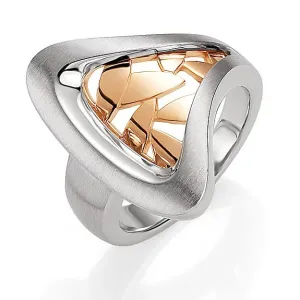 Breuning Sterling Silver & Rose Gold Plate Leaf Ring