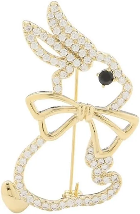 Brooch for Women Bunny Brooches for Women Cute Bow Rhinestone Rabbit Brooch Girls Pins Gifts Fashion Brooch