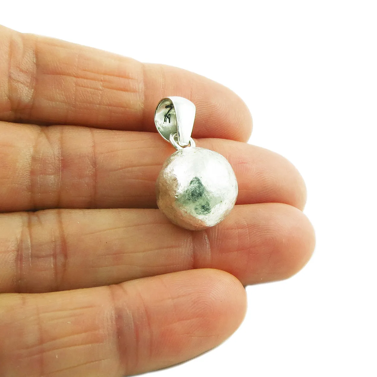Brutalist Matt Brushed 925 Silver Ball Pendant