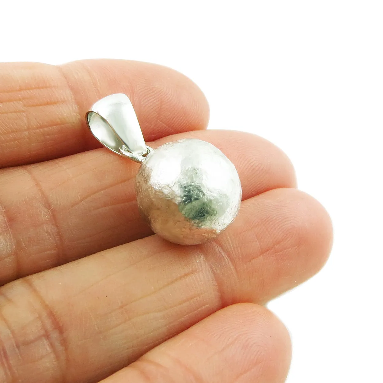 Brutalist Matt Brushed 925 Silver Ball Pendant