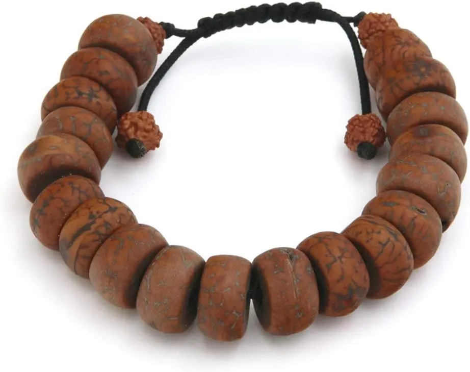 Buddha Groove Handcrafted Men's Bodhi Seed Buddhist Bracelet with Rudraksha Seeds with Adjustable Length and Fit Sliding Cord | Made in Nepal