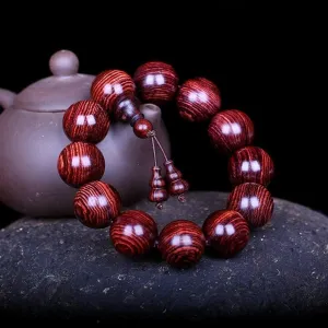Buddhist Prayer Bead Bracelet,Buddha Meditation Beads Bangle,Wood Prayer Beads Bracelet Natural Redwood Buddhist Meditation Mala Couple Elastic Jewelry