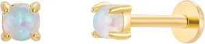 CAITLYNMINIMALIST 18K Gold Plated Sterling Silver Dainty Opal & CZ Diamond Elegant Mini Stud Earrings for Women
