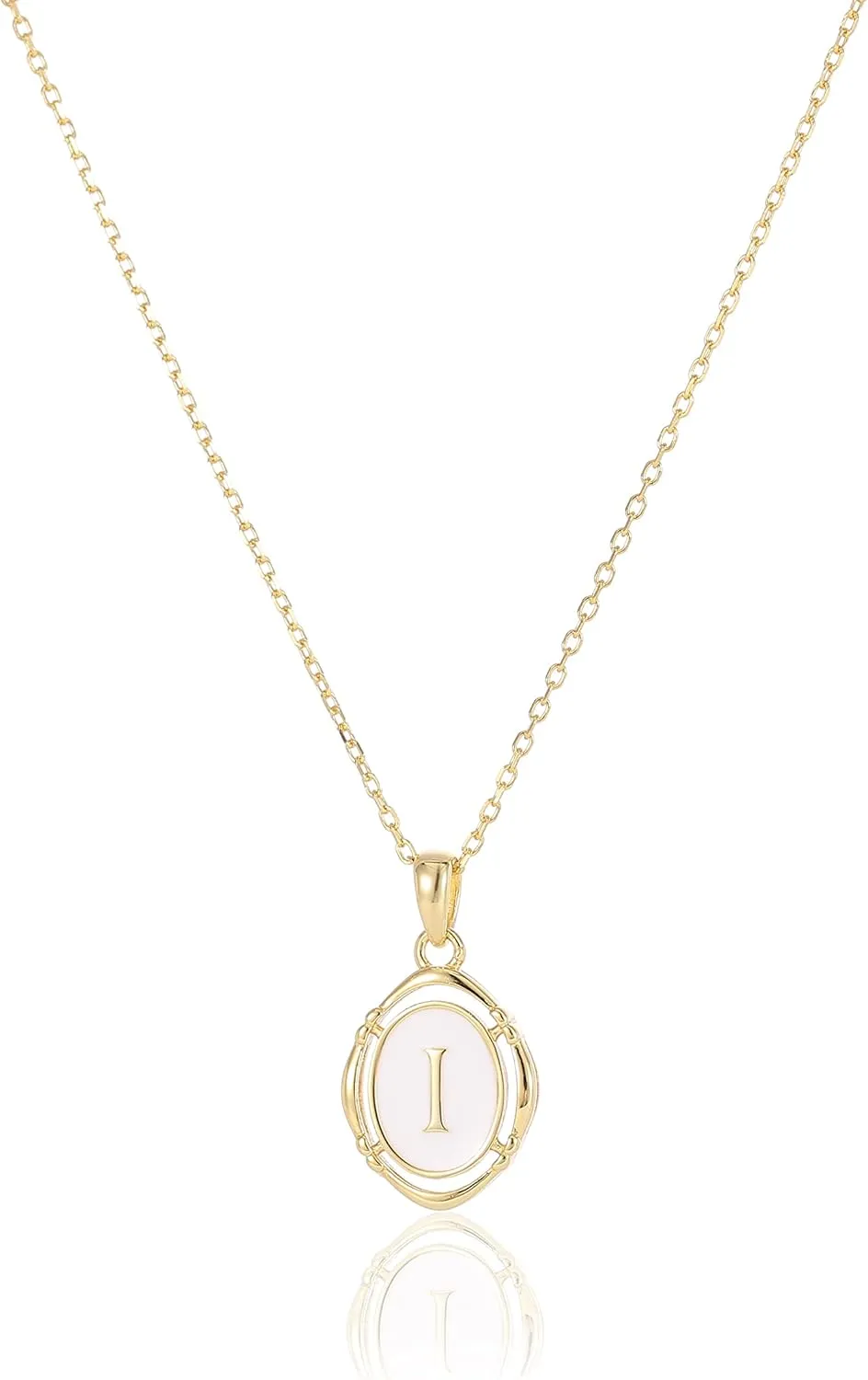CAITLYNMINIMALIST Initial Pendant Necklace Custom White Enamel Gold Letter Charm Personalized Gift for Women