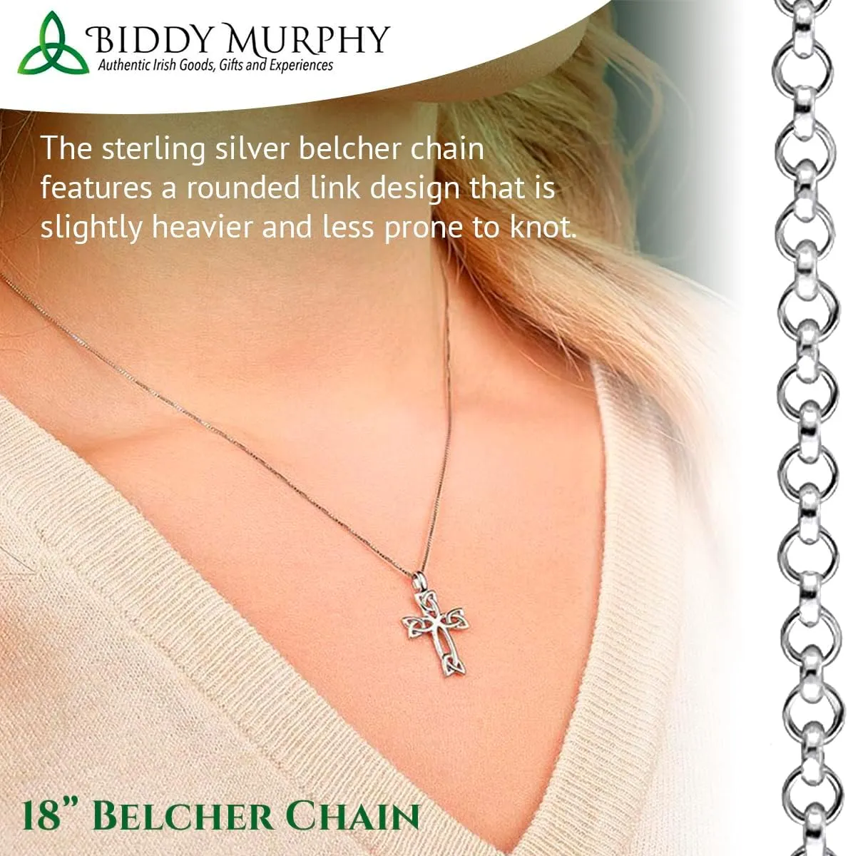 Celtic Cross Sterling Silver Trinity Knots Pick Chain Length