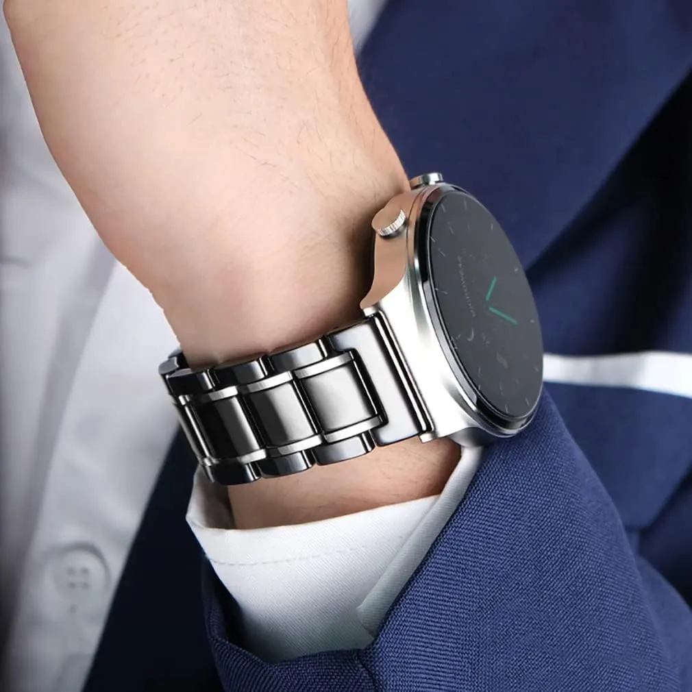Ceramic Watch Band Universal strap with Quick Release Pins Butterfly Buckle Deployment Clasp Bracelet 14mm 16mm 18mm 20mm 22mm White Black