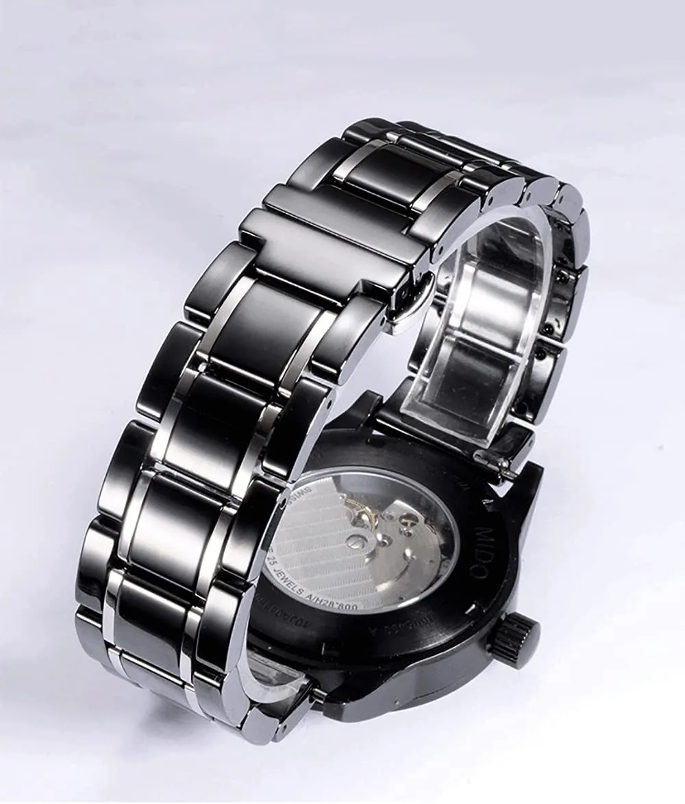 Ceramic Watch Band Universal strap with Quick Release Pins Butterfly Buckle Deployment Clasp Bracelet 14mm 16mm 18mm 20mm 22mm White Black