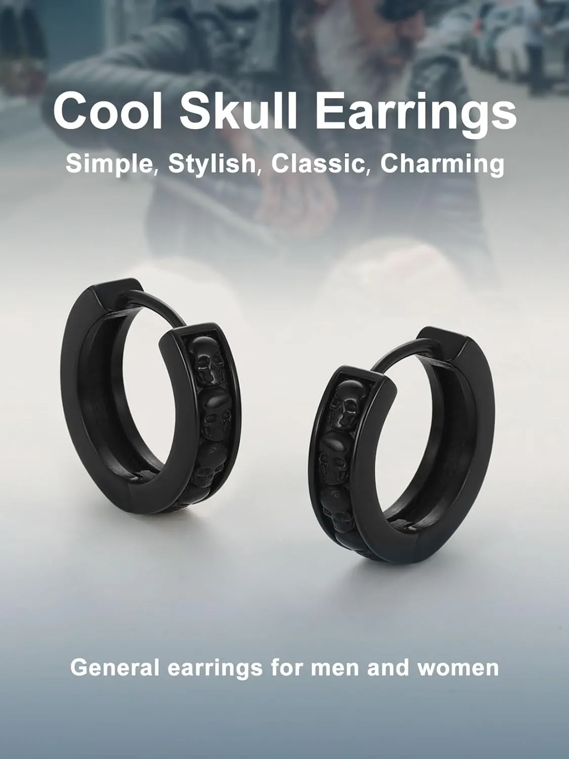 ChainsProMax Hoop Earrings for Men, Chain/Norse Viking/Skull Men's Earrings Cuban Link Hypoallergenic Vintage Huggie Mens Earrings Hoops, Stainless Steel/Gold Plated/Black-with Gift Box