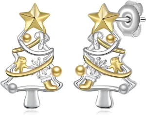 Christmas Earrings 925 Sterling Silver Christmas Tree Earrings Christmas Jewelry Gifts for Women Christmas Holiday