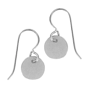 Circle Disc Dangle Earrings | Minimalist Round Flat Drop Earrings in Sterling Silver, Gold, or Rose Gold (Sterling Silver)